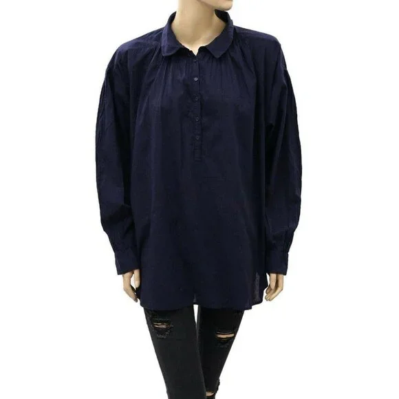 Nili Lotan Miles Tunic Shirt Blouse Top Cotton Oversized Collared XS NEW